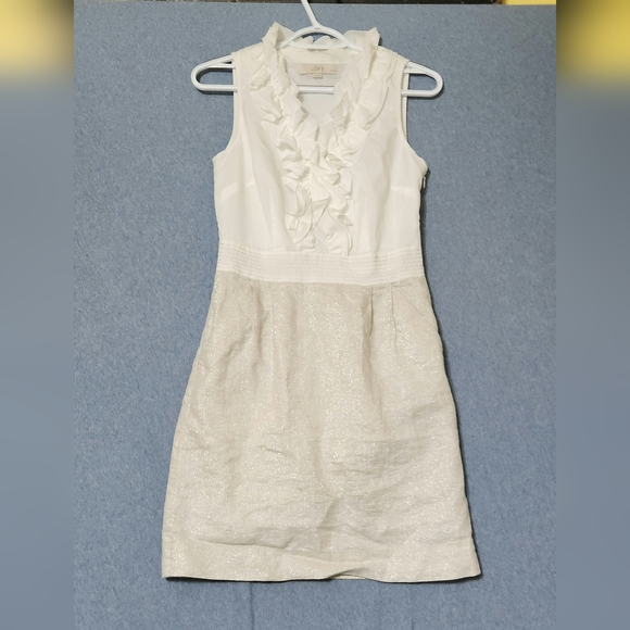 LOFT Dresses & Skirts - LOFT petites ruffle top shimmery bottom midi dress. Size 4P